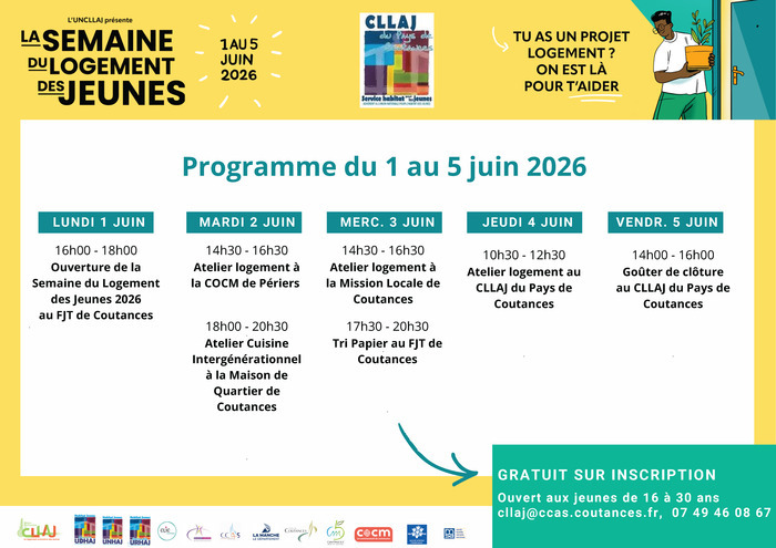 Programme de la Semaine du Logement des Jeunes à Coutances, Lieux différents suivant les animations, Coutances