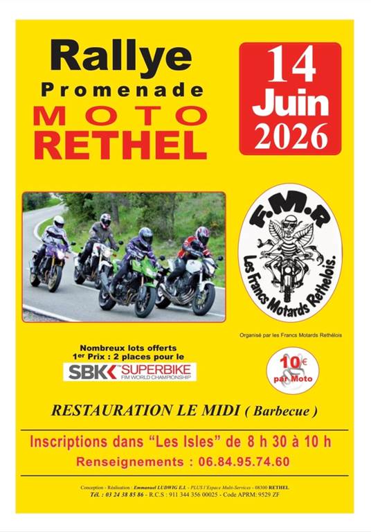 Rallye promenade moto Départ Promenade des Isles Rethel 2026-06-14