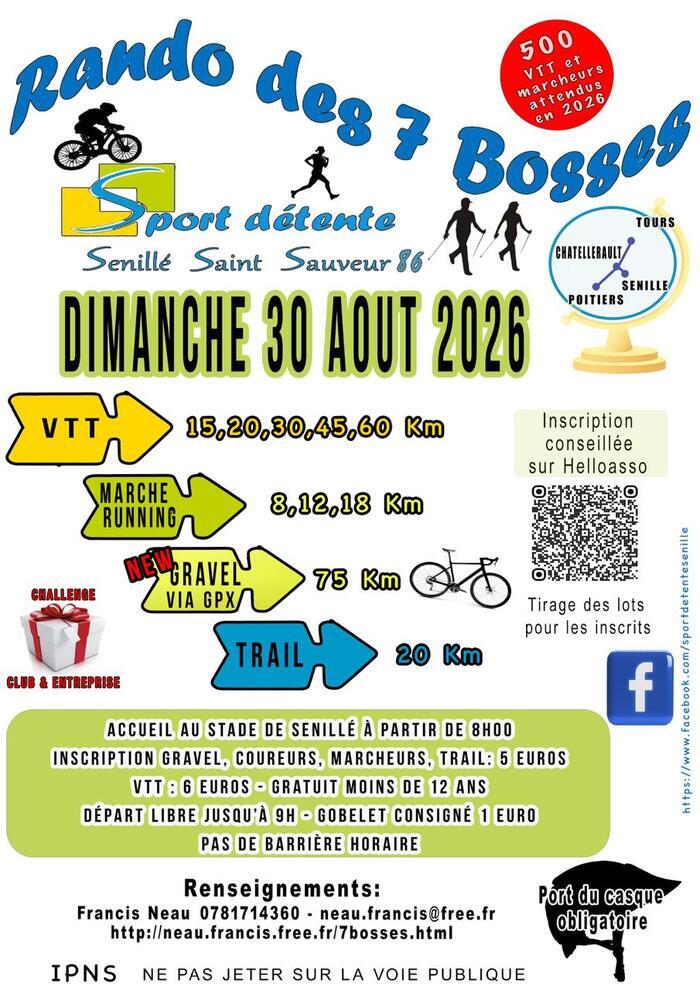 Randonnée des 7 Bosses VTT, Marche, Running, Trail et Gravel à Senillé Salle du Berry Senillé-Saint-Sauveur
