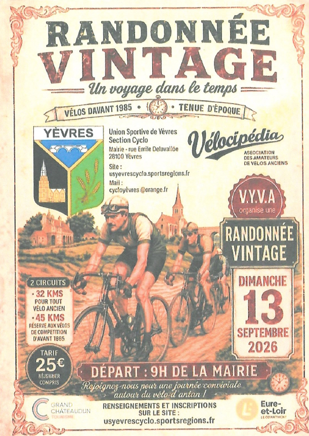 Randonnée vintage à vélo Mairie de Yèvres Yèvres 2026-09-13