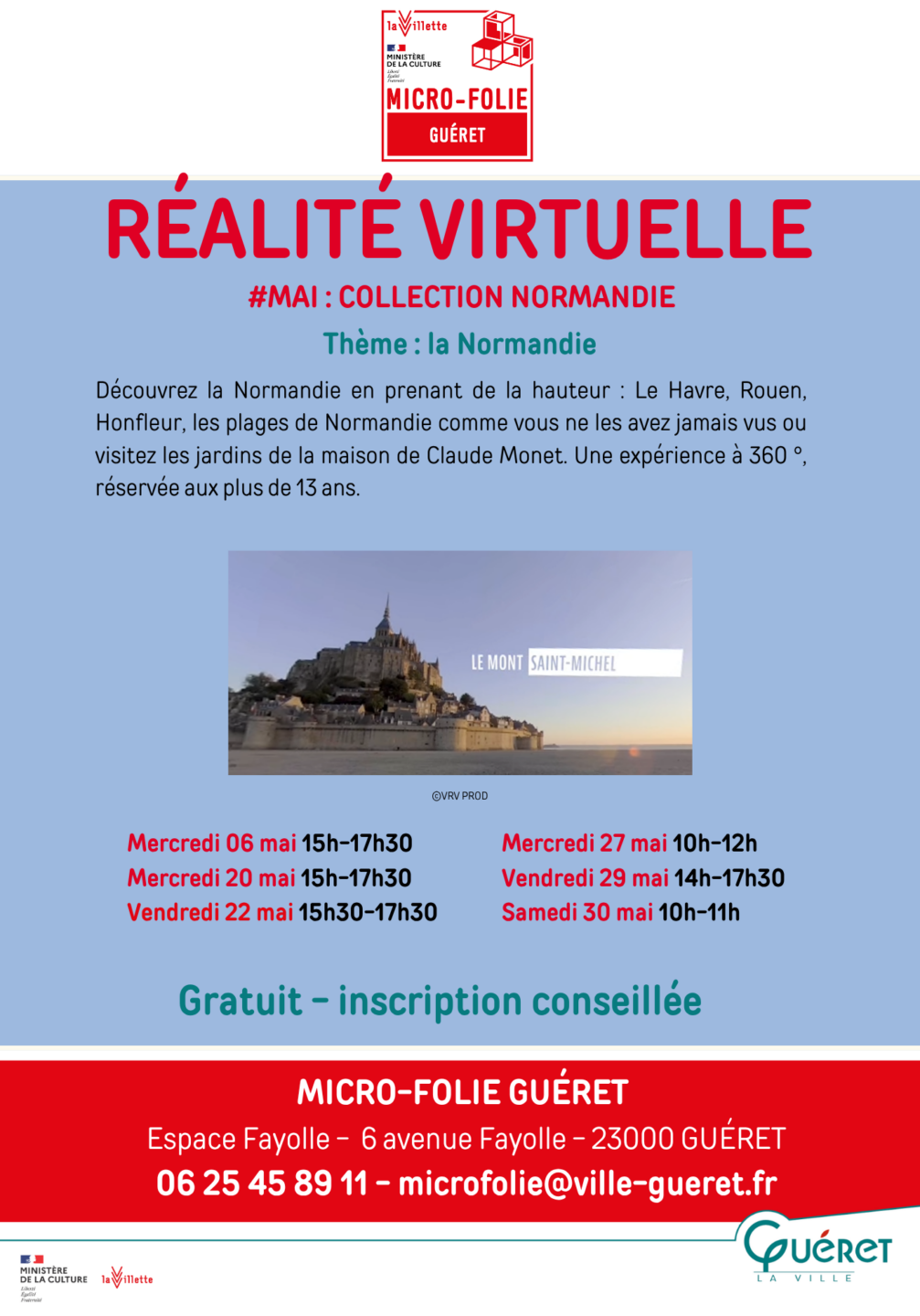 Réalité Virtuelle Normandie Micro-Folie Guéret Espace Fayolle Guéret