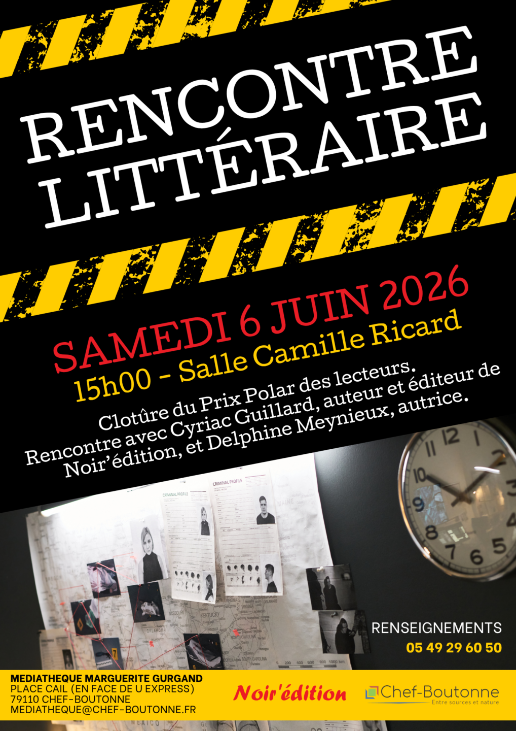 Rencontre littéraire Salle Camille Ricard Chef-Boutonne