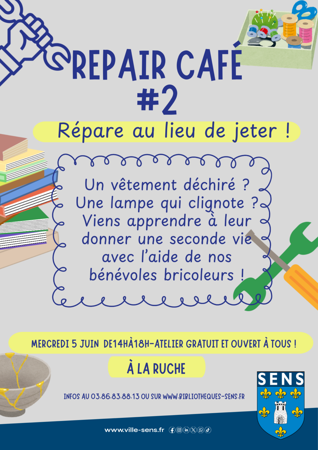 Repair café Médiathèque la Ruche Sens