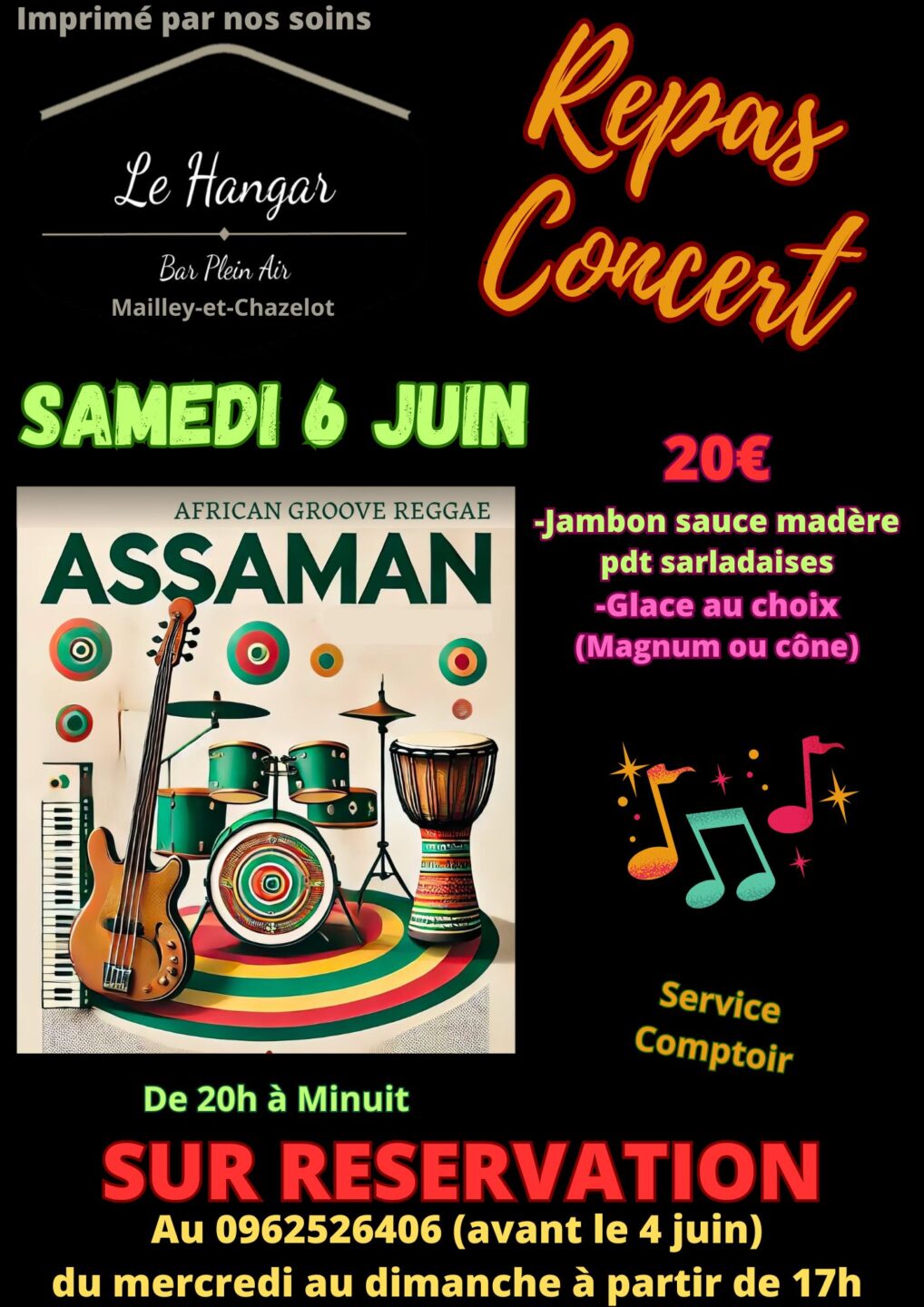 Repas Concert Bar Le Hangar Mailley-et-Chazelot