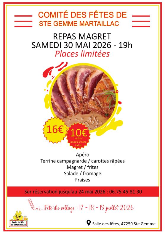 Repas magret Sainte-Gemme-Martaillac