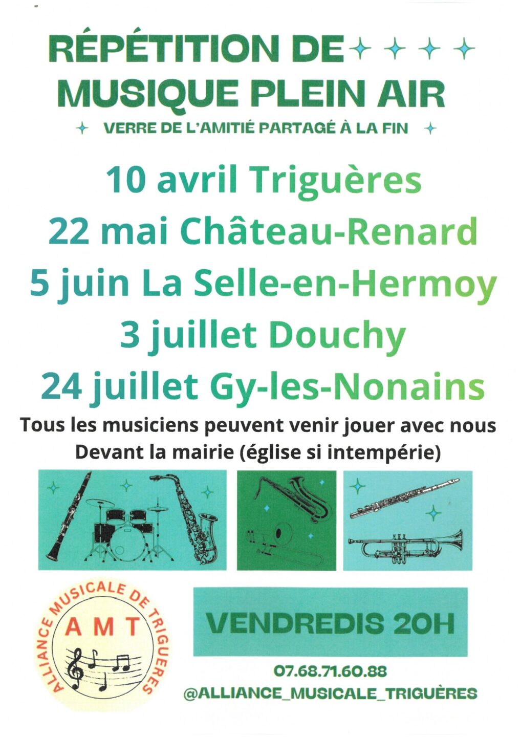 Répétition de musique plein air  La Selle-en-Hermoy