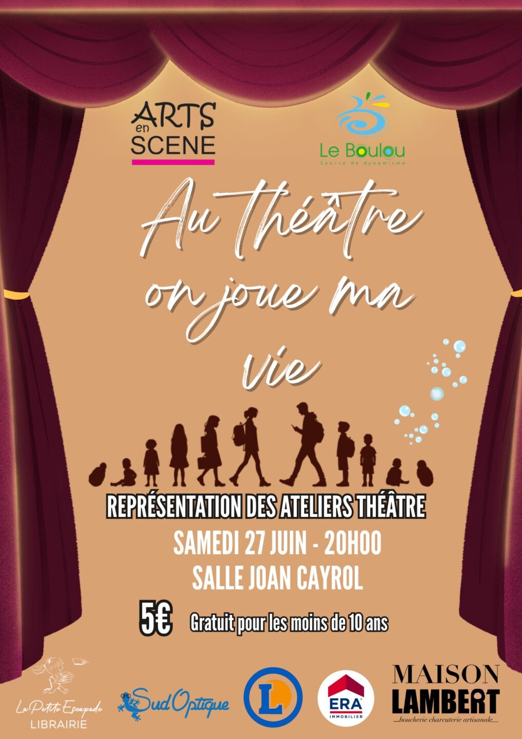 REPRÉSENTATION DES ATELIERS DE THÉÂTRE ARTS EN SCÈNE Chemin du Moli Nou Le Boulou