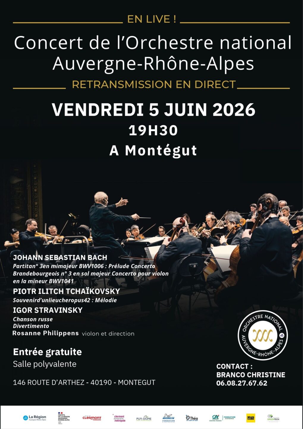 Retransmission concert Orchestre National Auvergne Rhône Alpes 146 Route d'Arthez Montégut 2026-06-05