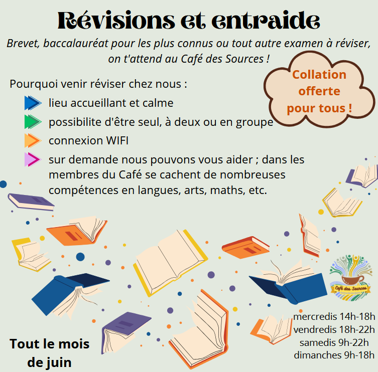 Révisions, entraide Café des Sources Gamarde-les-Bains