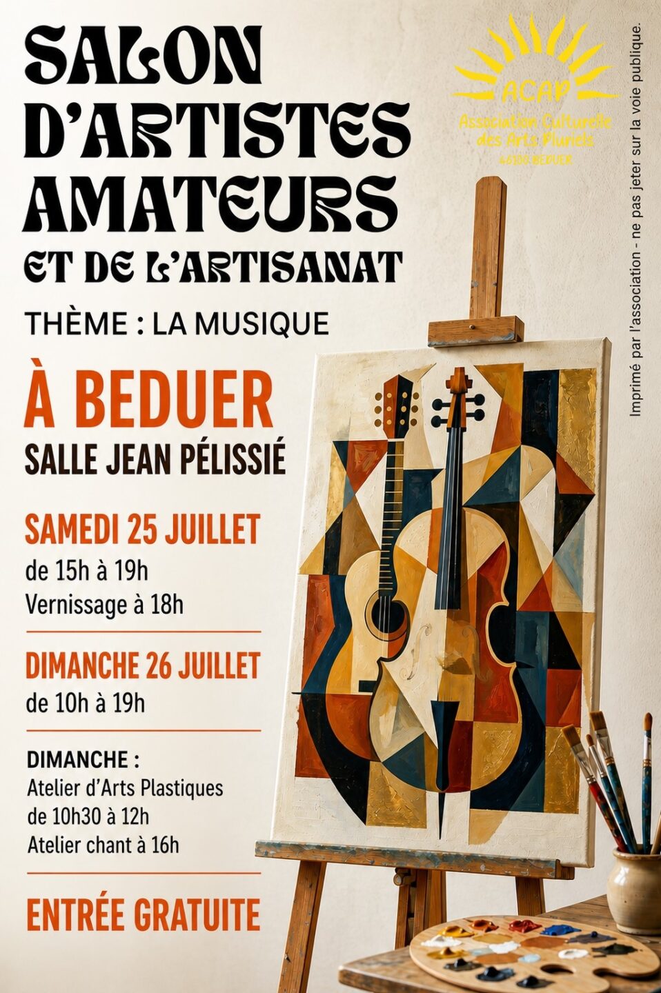 Salon d’artistes amateurs et de l’artisanat à Béduer Salle des Fêtes Jean Pélissié Béduer 2026-07-25