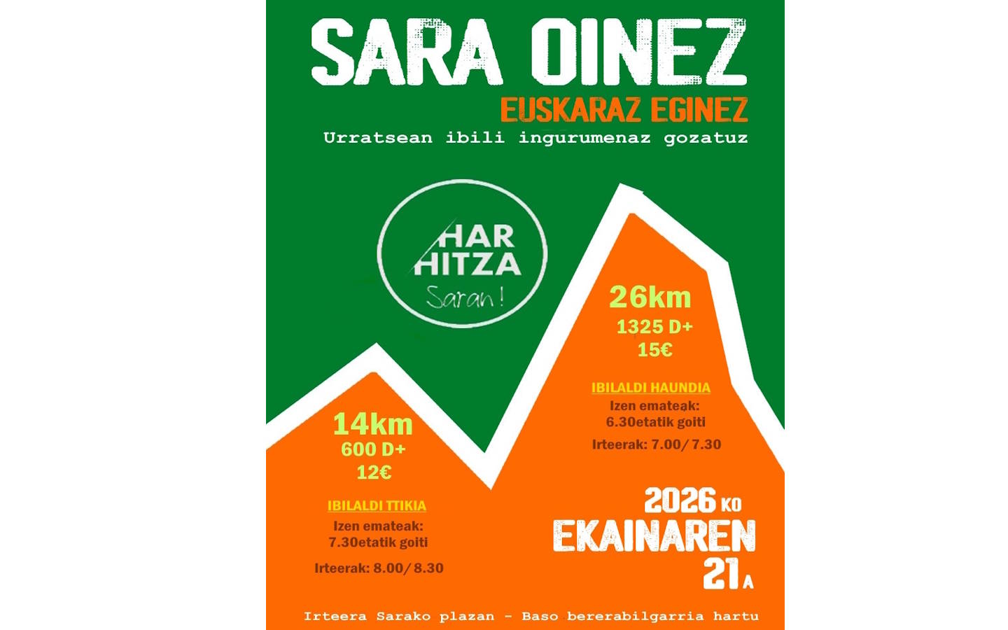 Sara Oinez, Sare à pied Sare