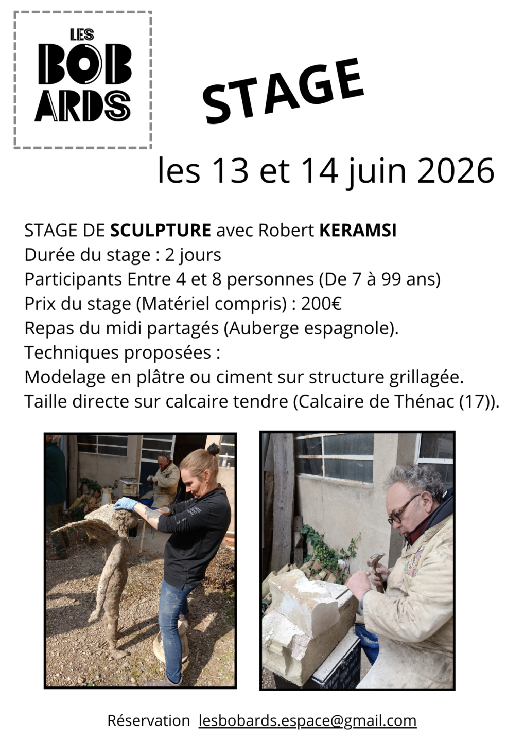 Sculpture avec Robert Keramsi Les BoBards Castillon-la-Bataille