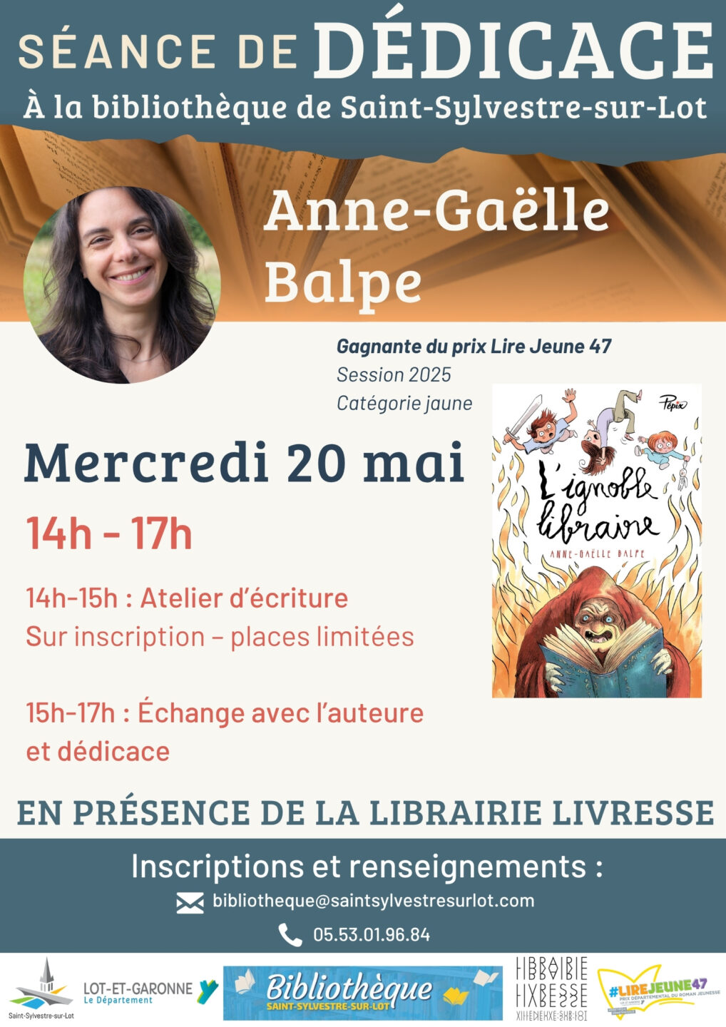 Séance de dédicace à la bibliothèque Bibliothèque Saint-Sylvestre-sur-Lot