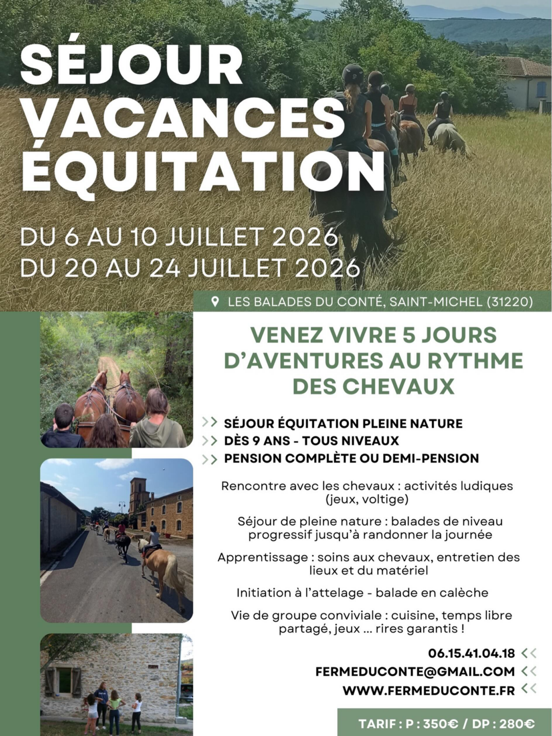 SÉJOUR VACANCES EQUITATION LES BALADES DU CONTÉ Saint-Michel