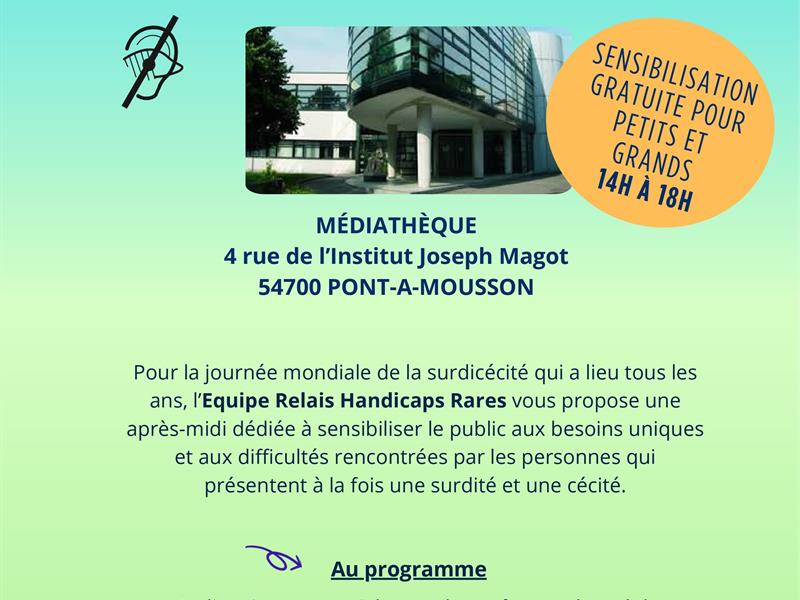 Sensibilisation à la surdicécité Médiathèque Yvon Tondon Pont-à-Mousson
