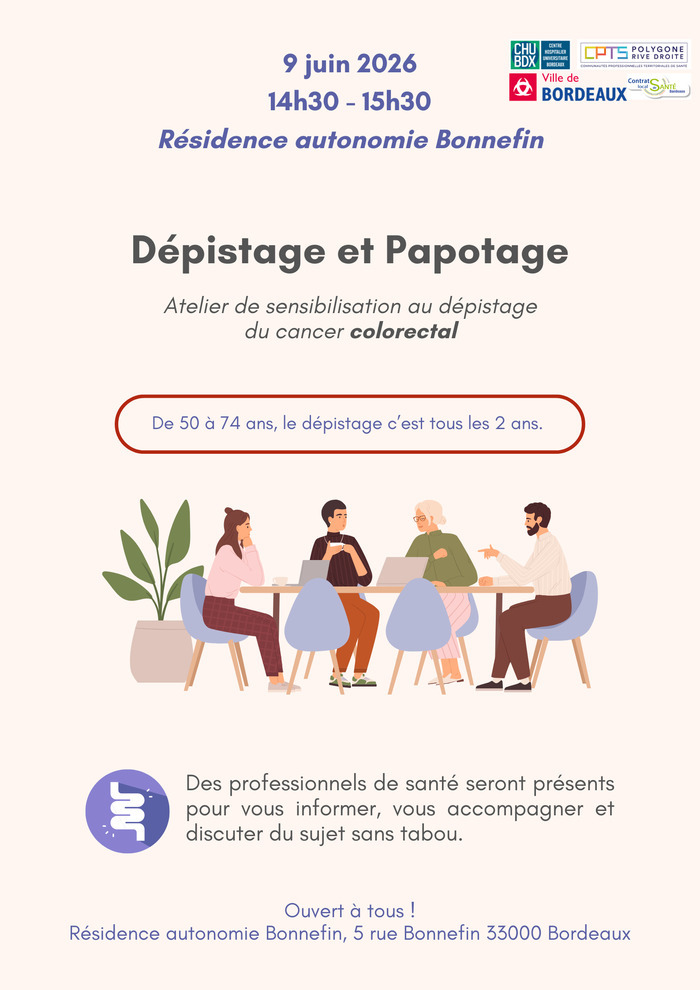 Sensibilisation au dépistage organisé du cancer colorectal Résidence autonomie Bonnefin Bordeaux