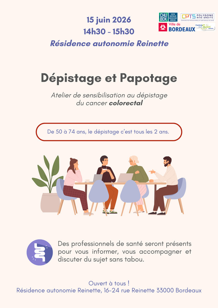 Sensibilisation au dépistage organisé du cancer colorectal Résidence Autonomie Reinette Bordeaux