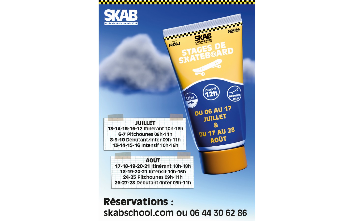 SKAB school Stage skateboard Pitchounes Avenue Gaston Lacoste Pau 2026-08-24