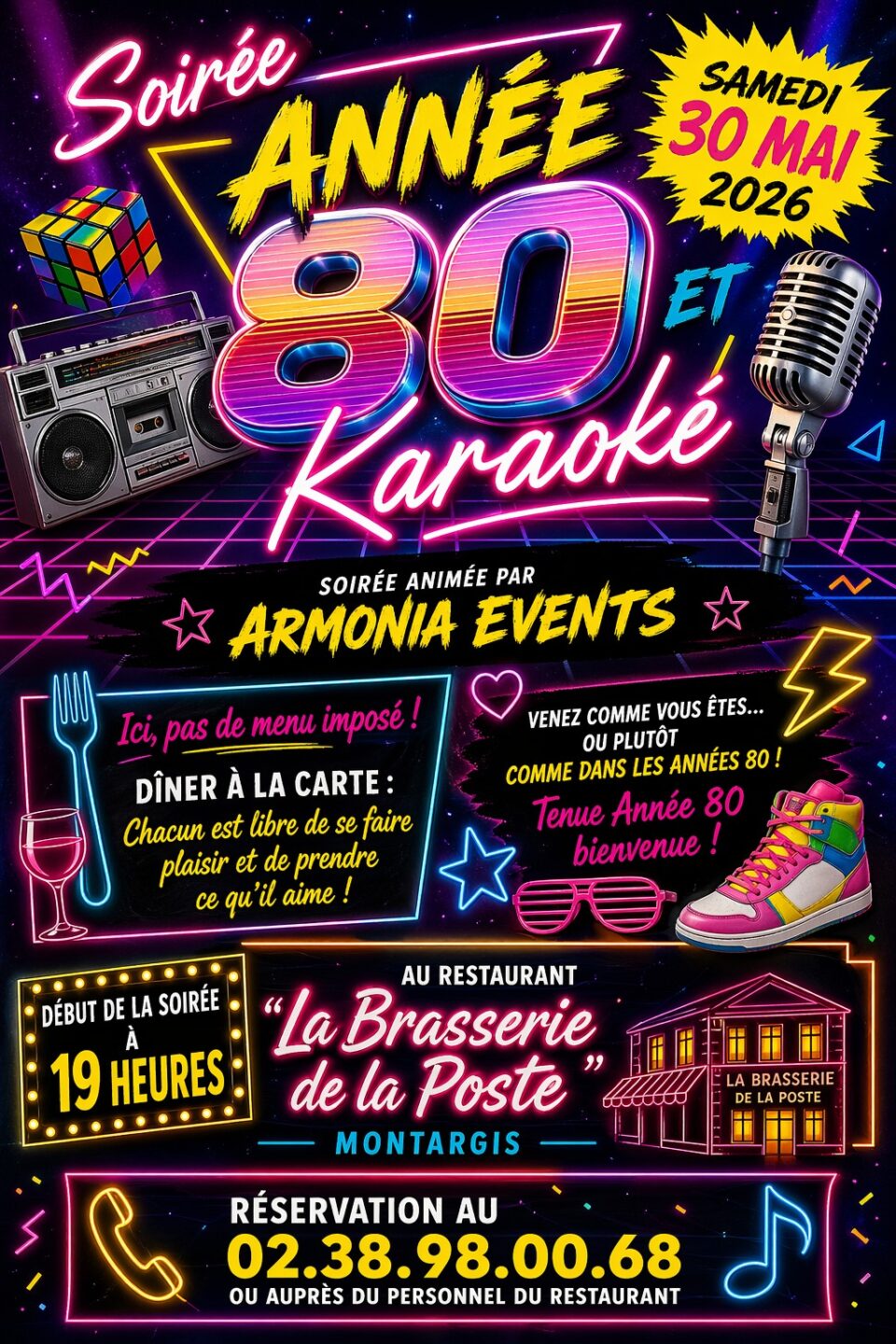 Soirée année 80 et karaoké 2 Place Victor Hugo Montargis 2026-05-30