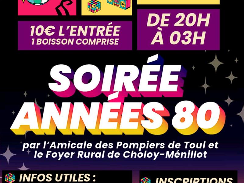 Soirée Années 80 Choloy-Ménillot salle des fêtes Choloy-Ménillot
