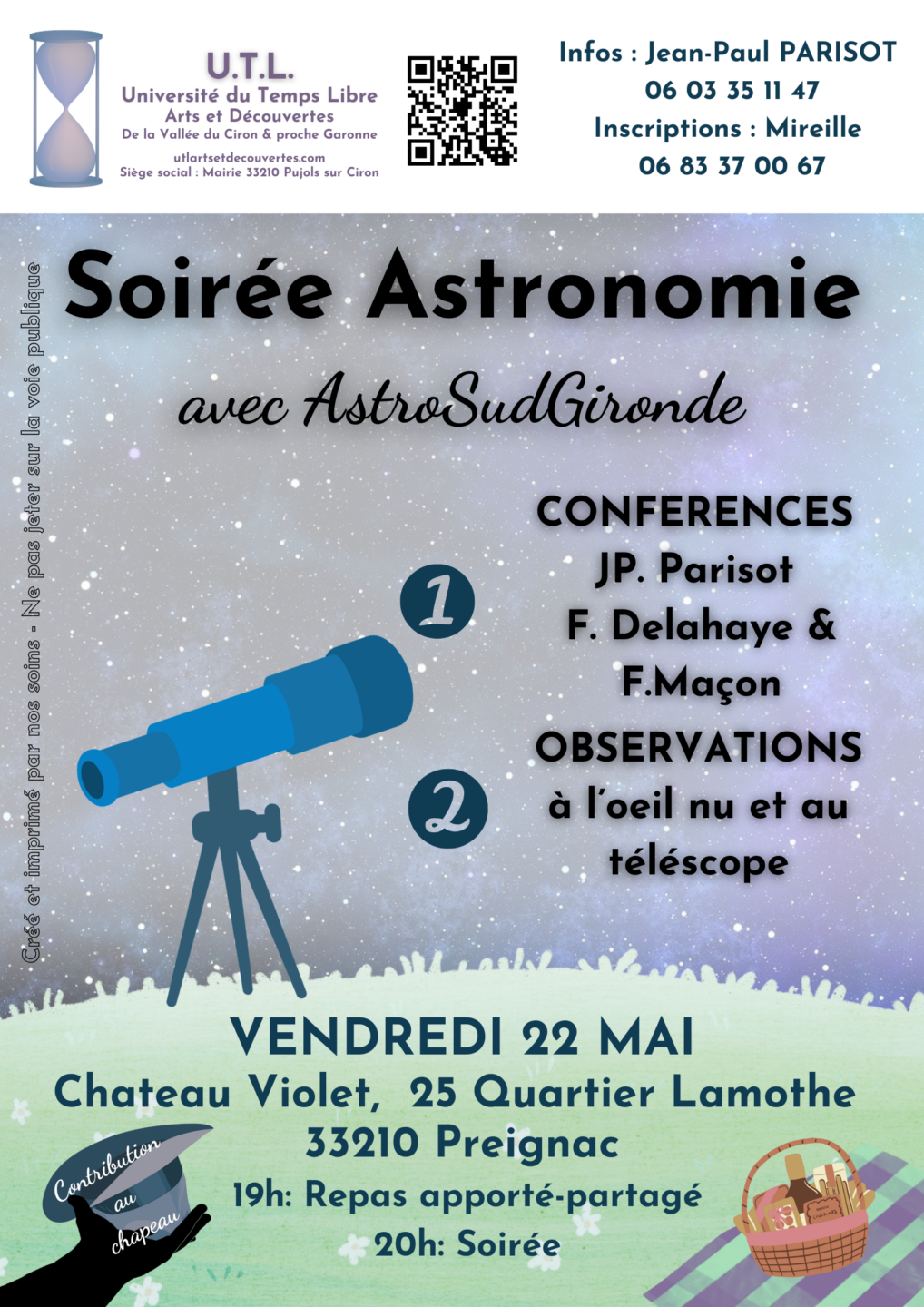 Soirée astronomie 25 Lamothe Preignac 2026-05-22