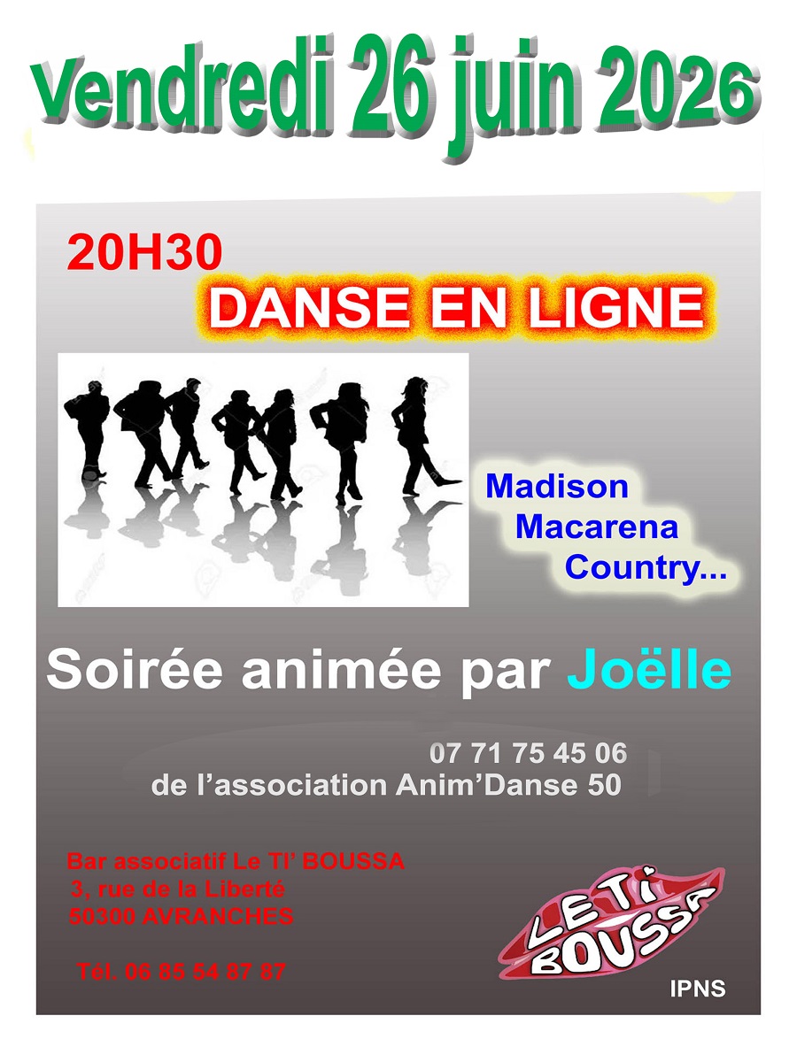 Soirée danse en ligne Café solidaire Le Ti’Boussa Avranches
