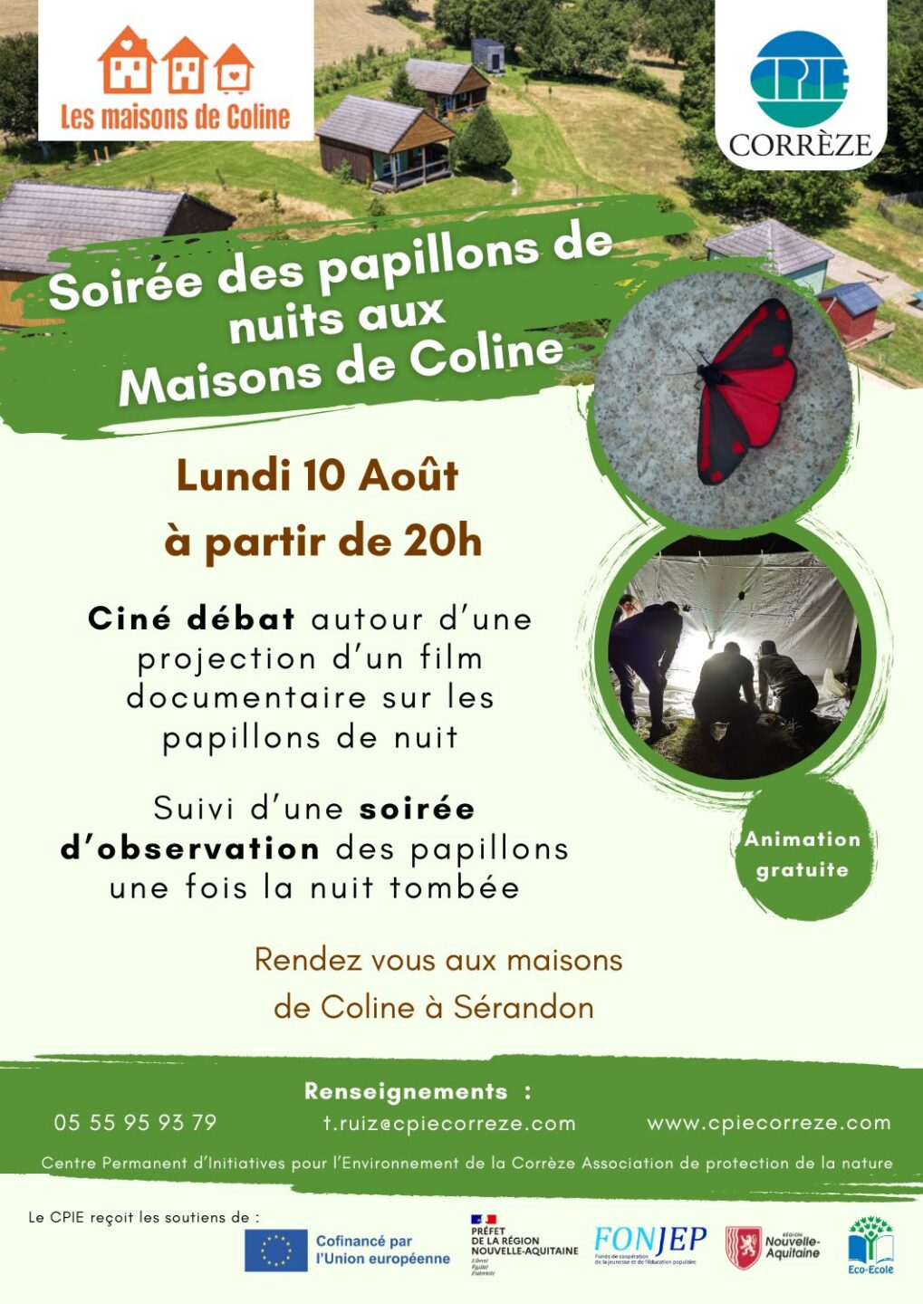 Soirée des papillons de nuit aux Maisons de Coline Sérandon