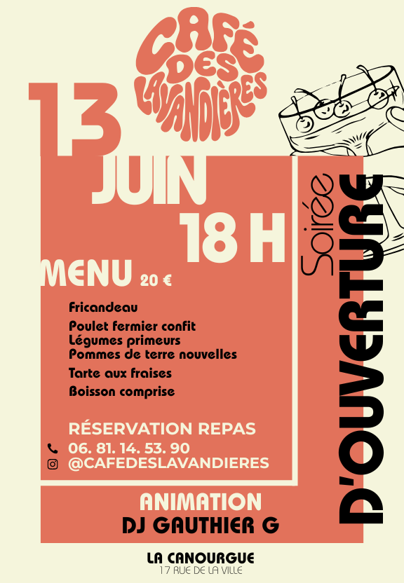 SOIRÉE D’OUVERTURE DU CAFÉ DES LAVANDIÈRES La Canourgue
