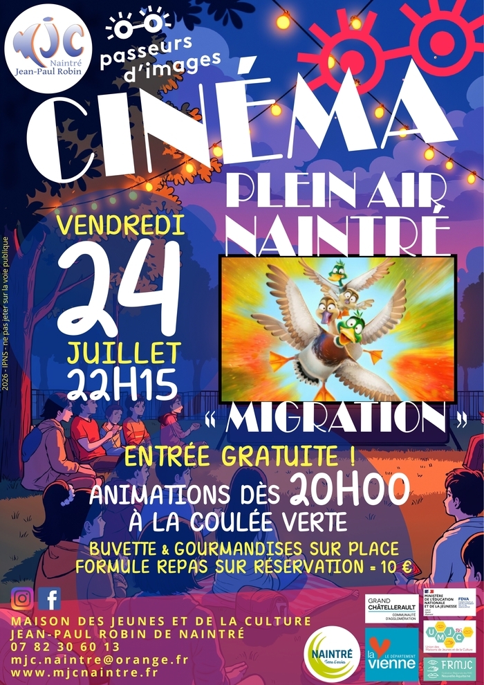 Soirée estivale avec ciné plein air Place Jean Jaurès Naintré