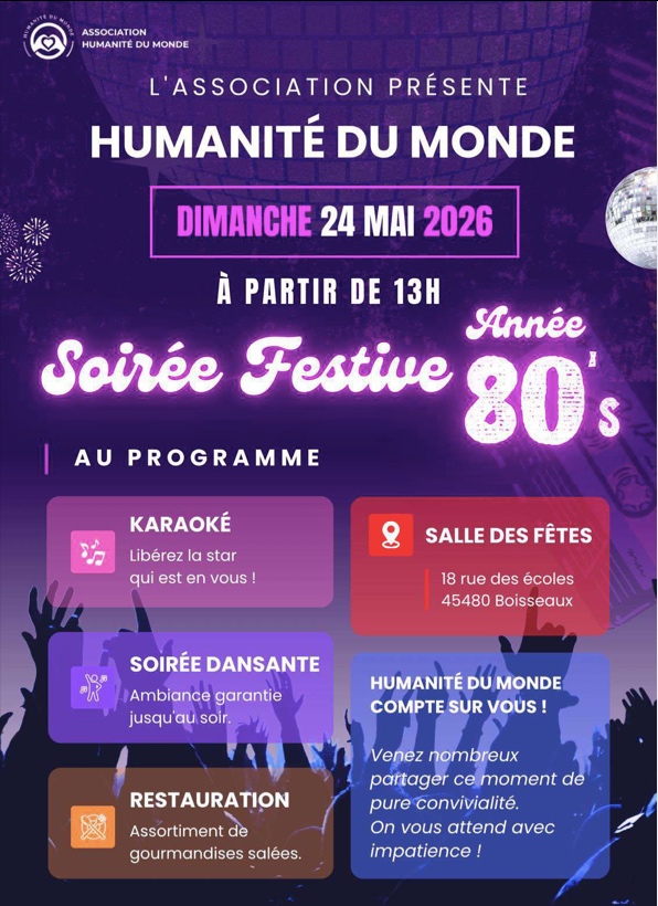 Soirée festive année 80’s Boisseaux