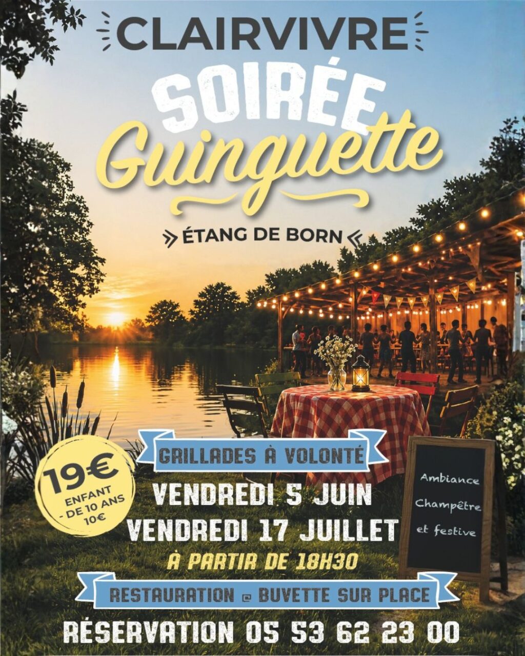 Soirée Guinguette à l&rsquo;étang de Born Étang de Born Salagnac