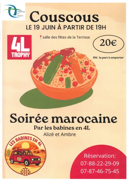 Soirée marocaine à La Terrisse Salle des fêtes de la Terrisse Argences en Aubrac 2026-06-19