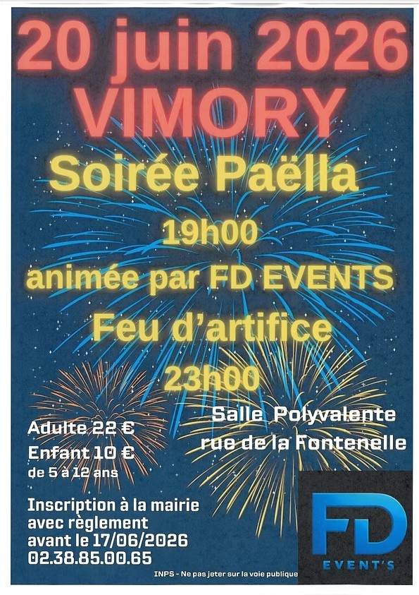 Soirée Paëlla et Feu d’artifice Vimory