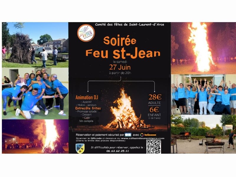 Soirée repas feu de la Saint-Jean à St Laurent d’Arce Saint-Laurent-d’Arce