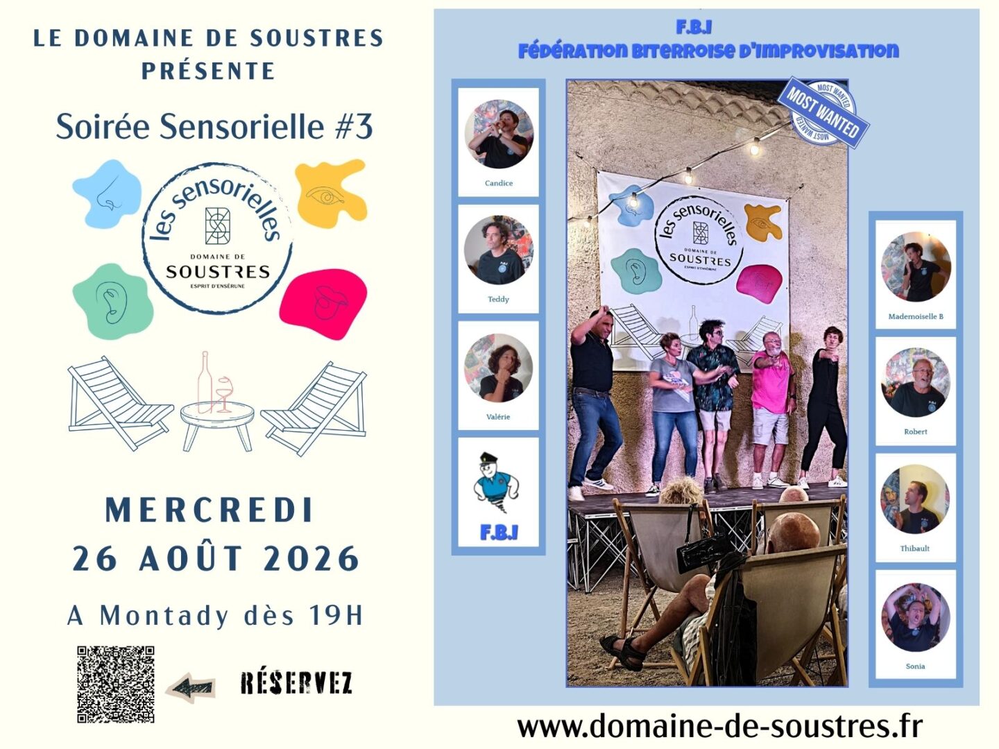 SOIREE SENSORIELLE 26/08/26 THEATRE D'IMPROVISATION Chemin de Soustres Montady 2026-08-26