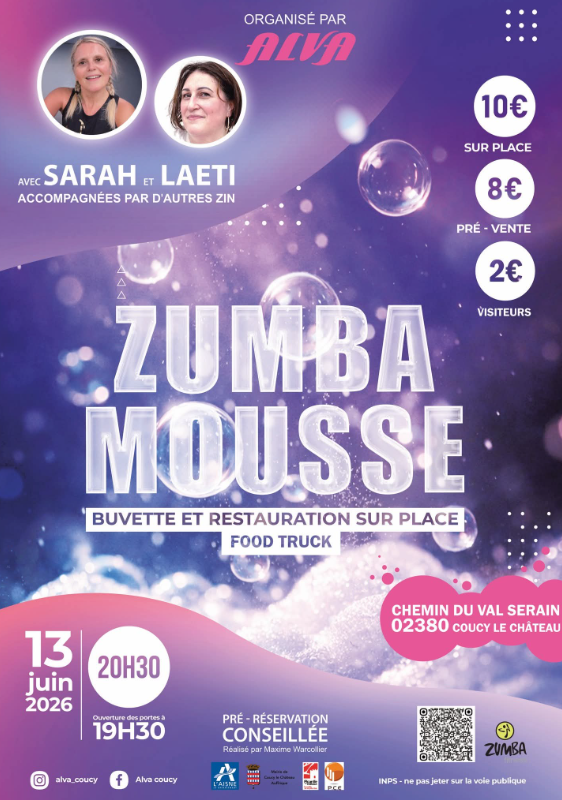 Soirée Zumba mousse à Coucy Coucy-le-Château-Auffrique