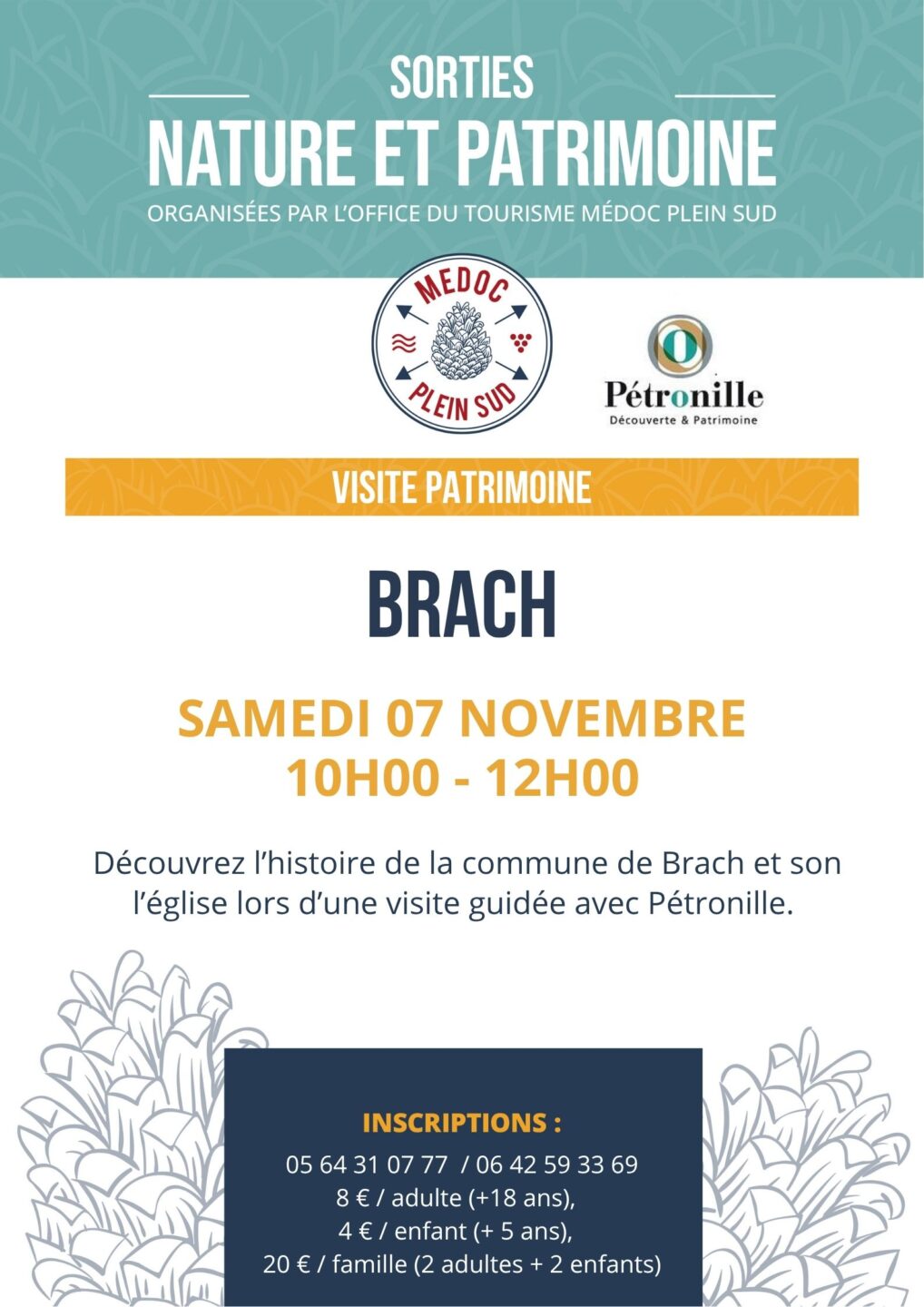 Sortie patrimoine Histoire et patrimoine de la ville de Brach Moulis-en-Médoc