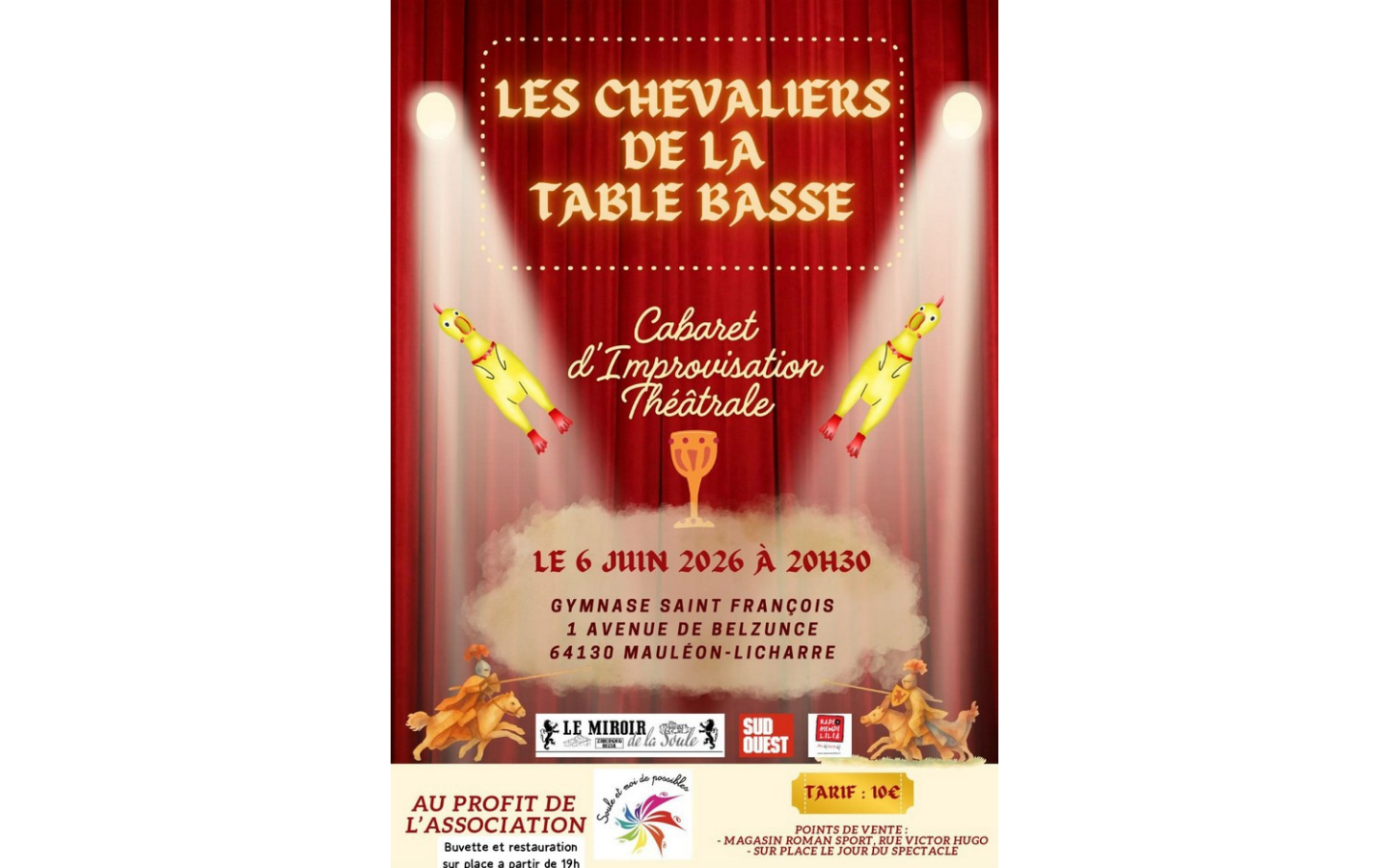 Spectacle les chevaliers de la table basse Gymnase Saint-François Mauléon-Licharre