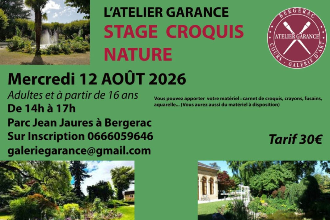 Stage croquis nature Parc Jean Jaures Bergerac