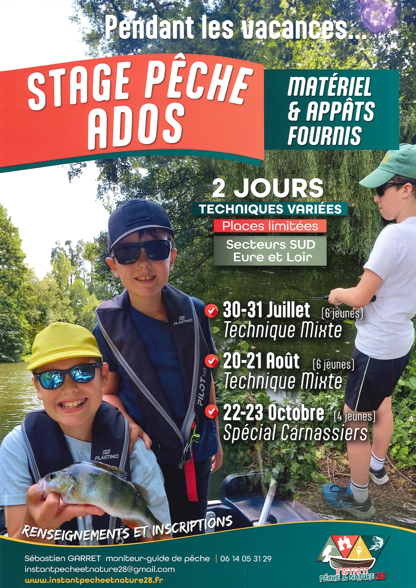 Stage de pêche ados technique mixte Châteaudun 2026-07-30
