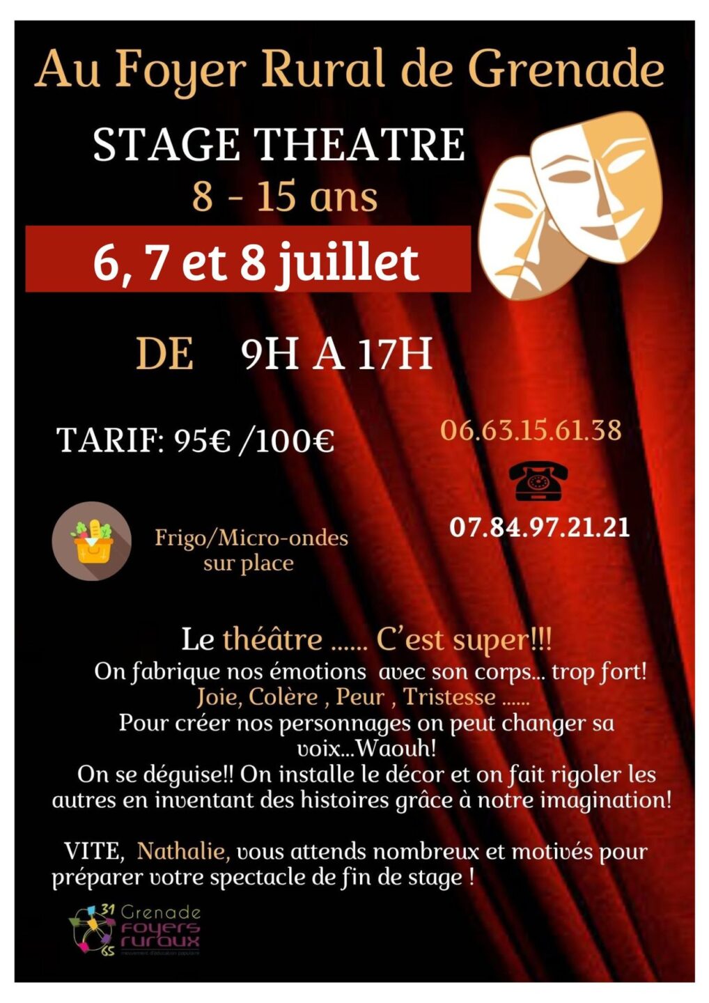 STAGE DE THÉÂTRE 8/15 ANS FOYER RURAL Grenade 2026-07-06
