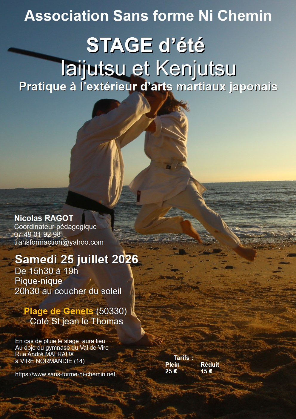 Stage d'été Iaijutsu et Kenjutsu Arts martiaux traditionnels japonais Plage de Genets Genêts 2026-07-25