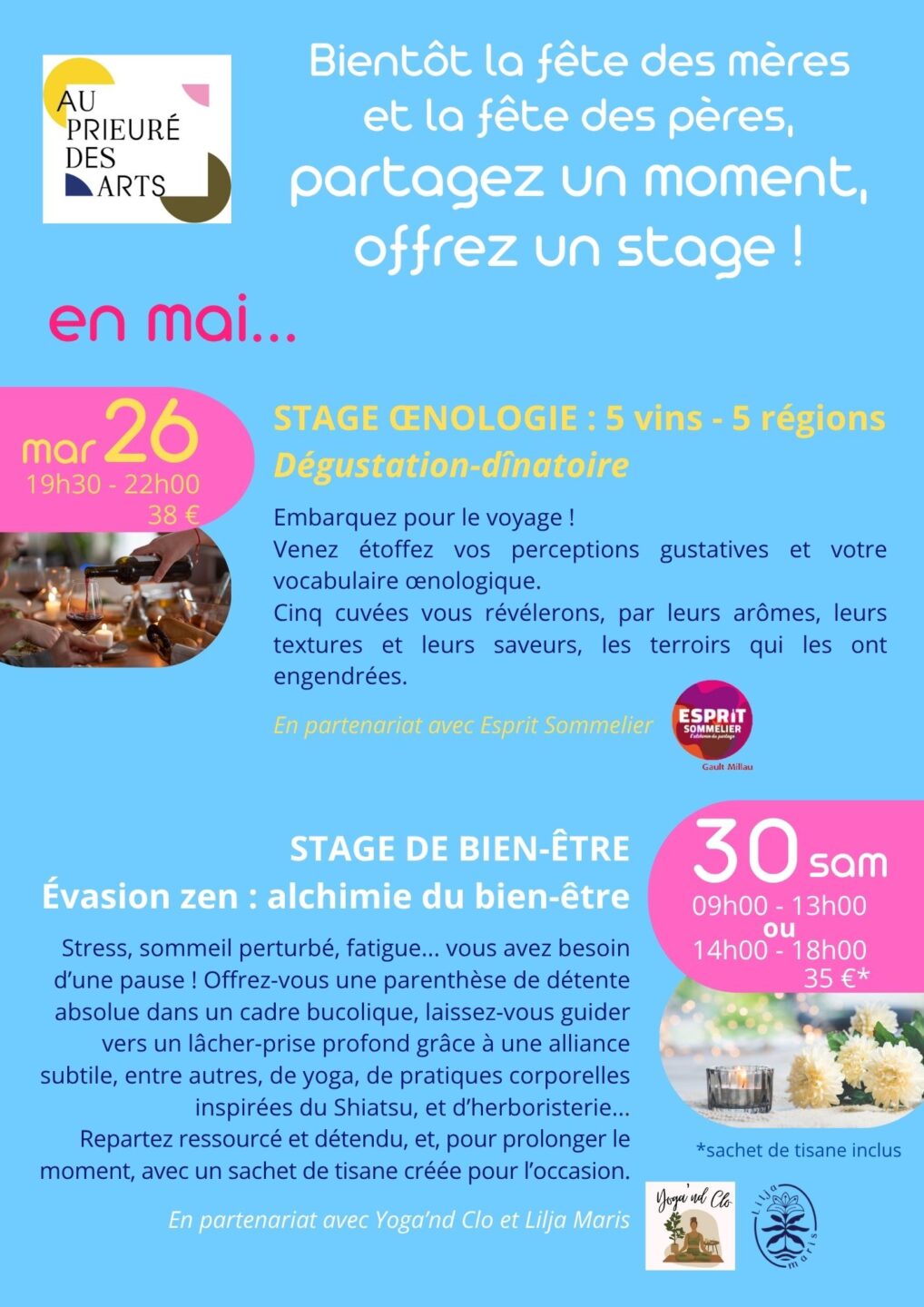 Stages au Prieuré des Arts au mois de mai à Saint-Rémy 2 Place de l'Église Saint-Rémy 2026-05-26