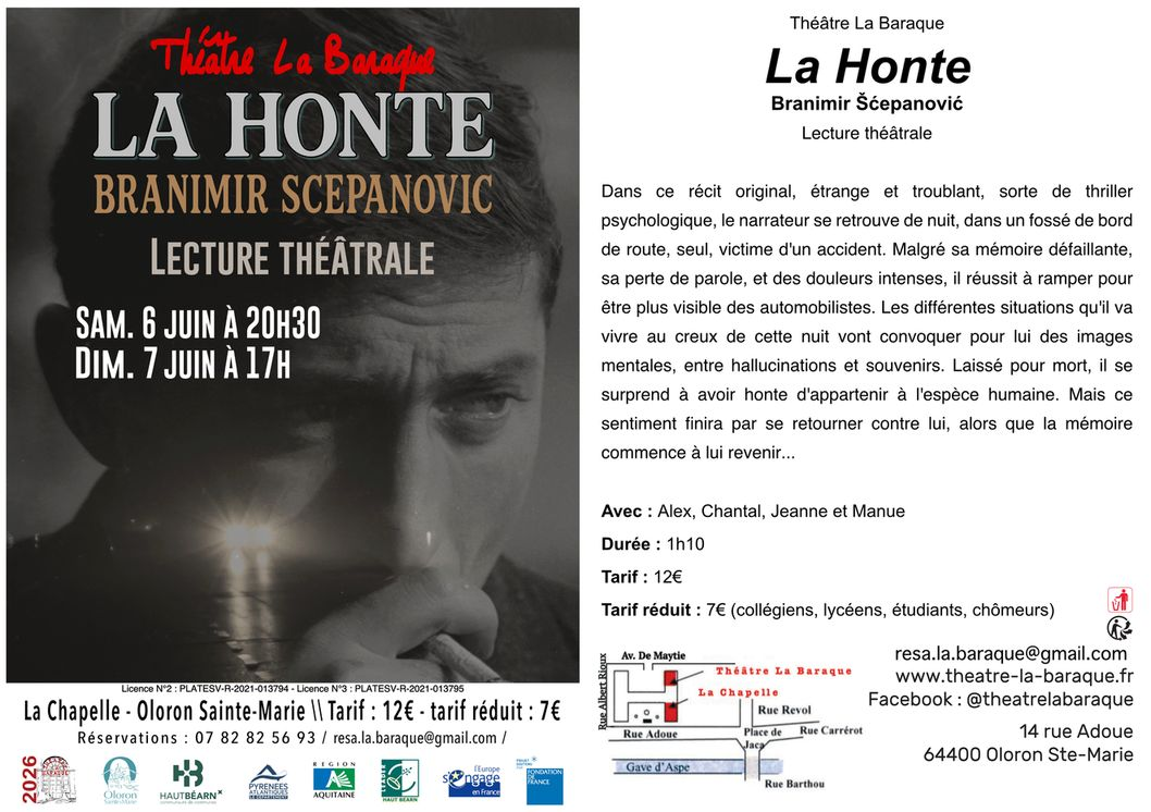 Théâtre La Baraque La honte La Chapelle Oloron-Sainte-Marie
