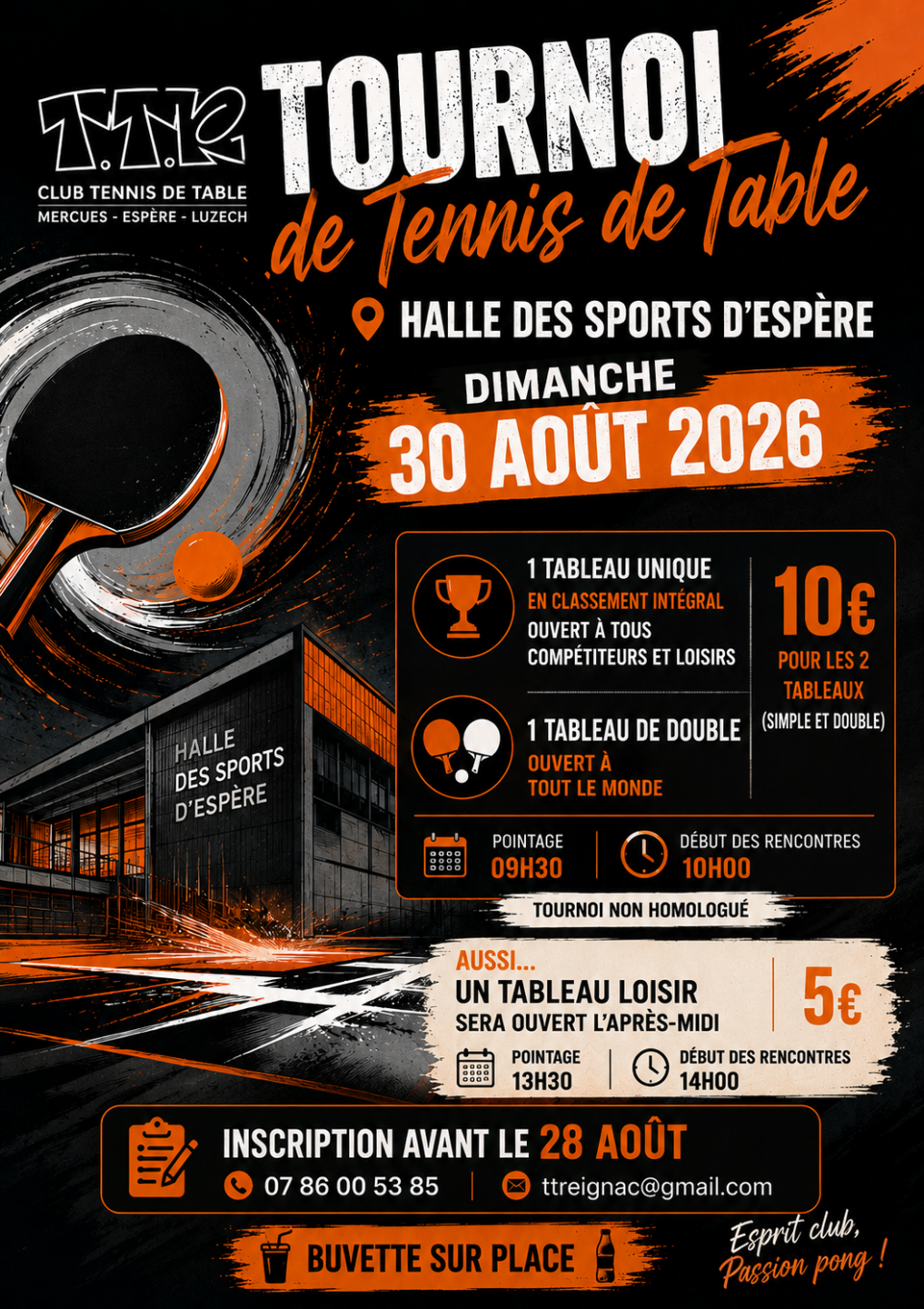 Tournoi annuel de Tennis de Table Reignac Espère 2026-08-30