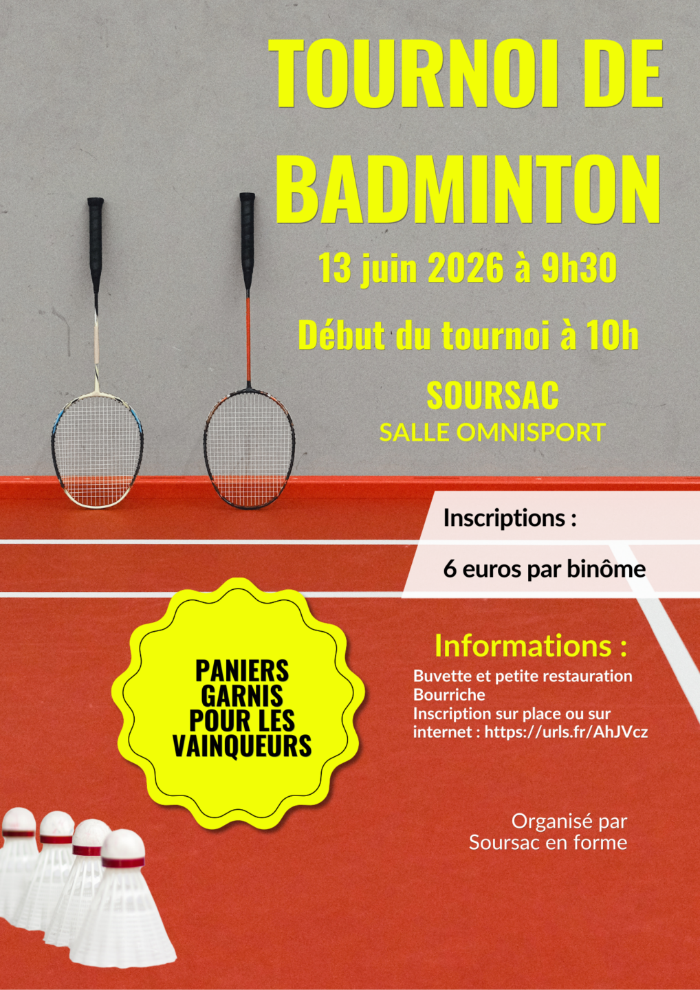 Tournoi de badminton  Soursac