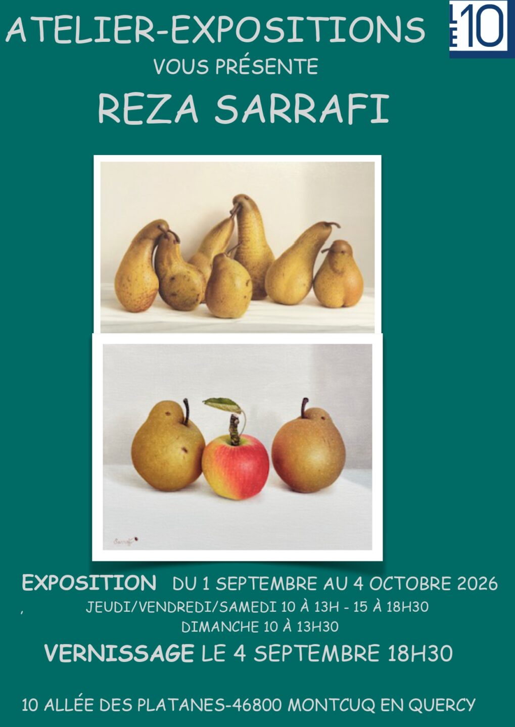 Vernissage et exposition Reza Sarrafi 10 Allée des Platanes Montcuq-en-Quercy-Blanc 2026-09-01