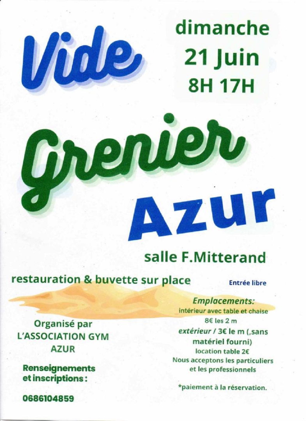 Vide grenier 72 Rue Jules Ferry Azur 2026-06-21