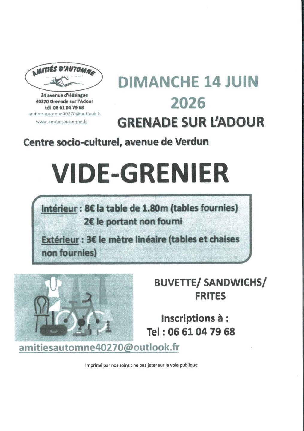 Vide grenier  Grenade-sur-l'Adour 2026-06-14