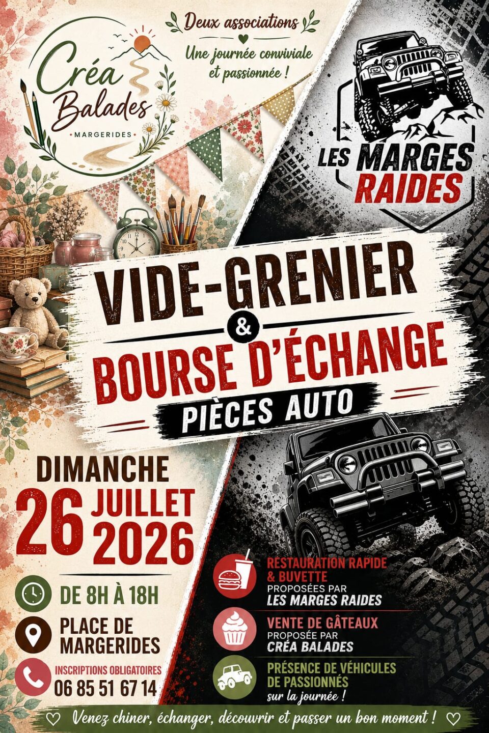 Vide-greniers et bourse d'échange pièces auto Margerides 2026-07-26